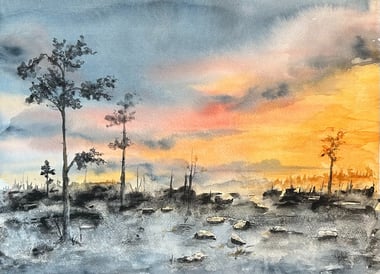 Akvarell gles skog