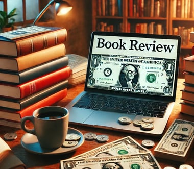 Laptop Showing Book Review And Some Books