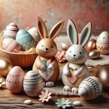 Easter Bunnies and Wooden Eggs