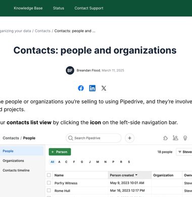 Pipedrive Contacts Knowledge Base Image