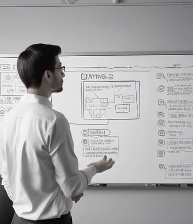 a man standing in front of a whiteboard