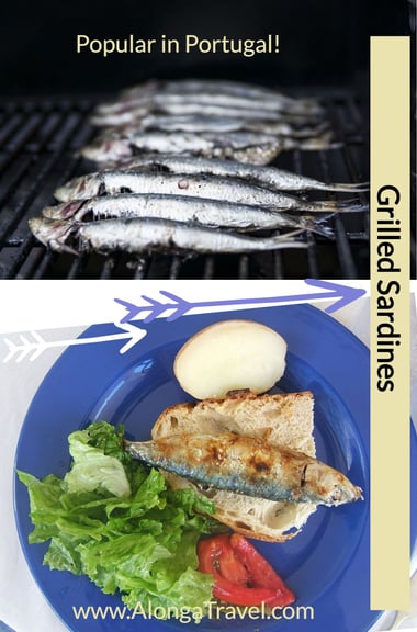 Sardines being grilled on the top pic & sardines on a plate on bred on the bottom pic 