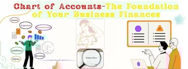 Informational graphic titled 'Chart of Accounts - The Foundation of Your Business Finances.' Include