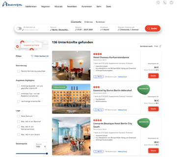 Ameropa Berlin Städtereise Bahn und Hotel