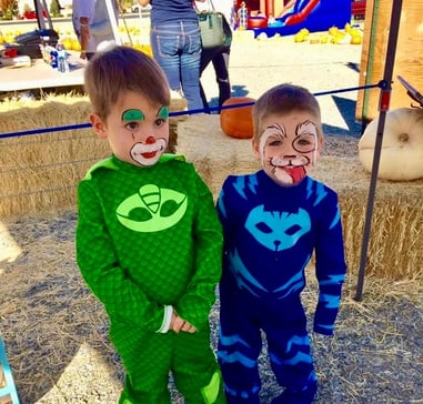 Puppy and Clown Face Painting at the Pumpkin Patch