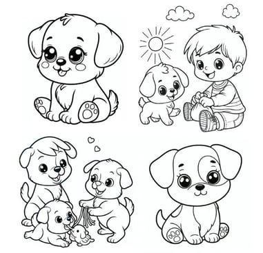 dog coloring pages montage