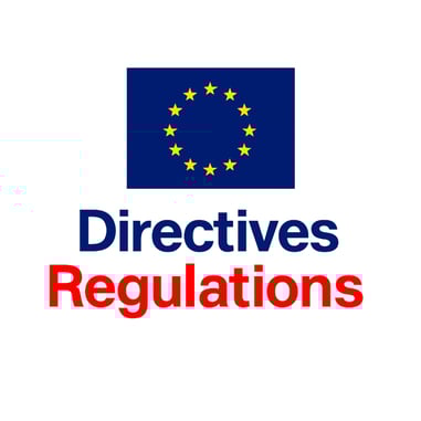 a european union flag with the words directives regulation