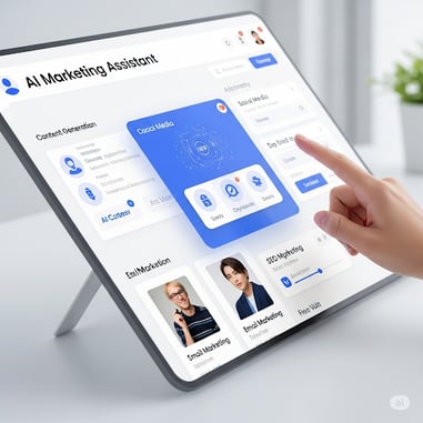 a person pointing at a tablet with a tablet screen