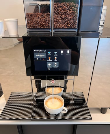 Thermoplan espresso machine set up with double grinders in South Florida