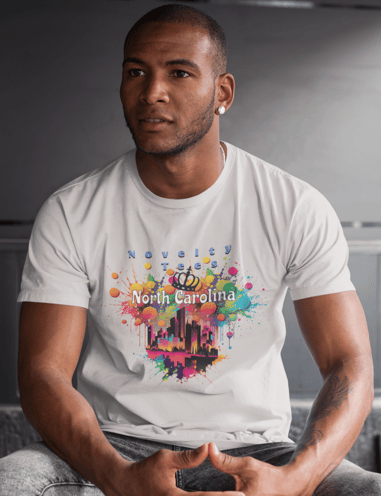 Unique splatter design comfy cotton shirt to help show your love for the Queen City!