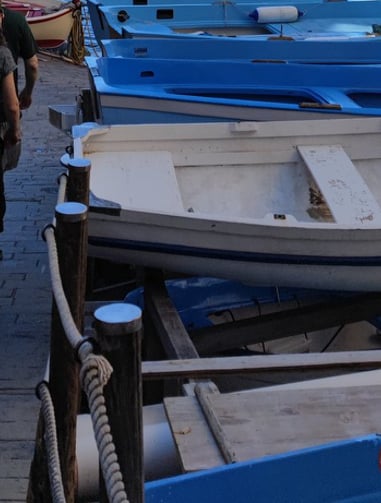 Harbour with boats in Riomaggiore Italy