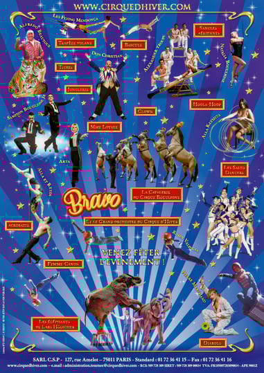 affiche Cirque d'Hiver Bouglione On Tour, spectacle Bravo