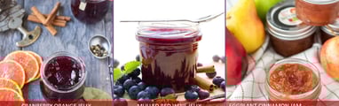 JP's Delights Inspiring Adventure That's my Jam! 3 featured product photos of open jam jars & spoons