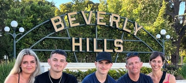 Beverly Hills Sign family Los Angeles Bus Tour