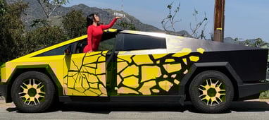Cybertruck Tour Car Los Angeles Hollywood Sign