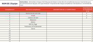exemple de plan de développement des compétences : modèle excel basé sur les besoins des équipes