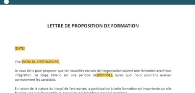 Exemple de lettre de proposition de formation
