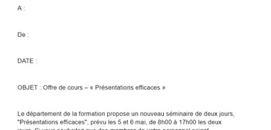 Exemple de note d'information pour une formation
