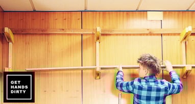 Rearrangement of an existing rack to upgrade a wood storage wall solution