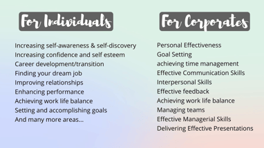 coaching for individuals and corporates 