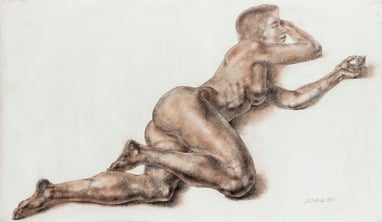 Skaiste Verdingyte, Charcoal pastel, paper, drawing, drawings, Lithuanian artist