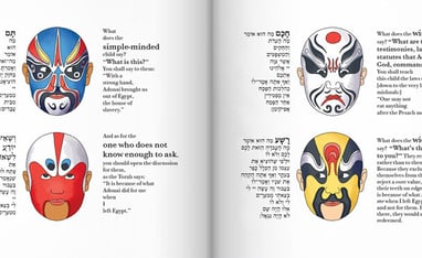 leon-fenster-haggadah-beijing-four-children-sons-masks