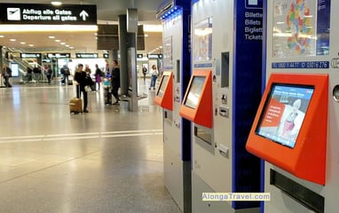 automats on a train station to buy train tickets in Zurich, you can fly into cheaply from the US