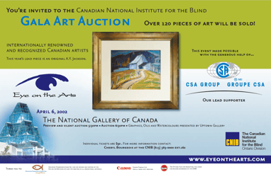 la carte d'invitation à la vente aux enchères annuelle de l'Institut canadien pour les aveugles 2002