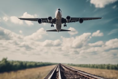avion survole train rail