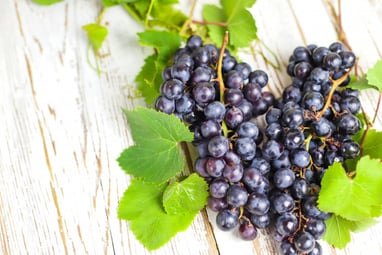 A bunch of red grapes