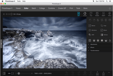 Screen shot of photoscape X photo editor
