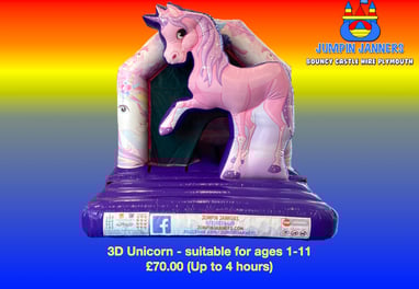 3D Unicorn Bouncy Castle Plymouth