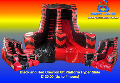 Black and Red Chevron 8ft Platform Hyper Slide Bouncy Castle Plymouth