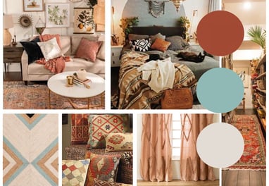 Moodboard is a collage of different types of furniture and decor
