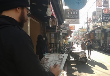 City Sketcher Evgeny Bondarenko in Taiwan