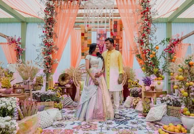 a bride and groom in a wedding ceremony