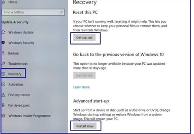 screenshot show windows reset