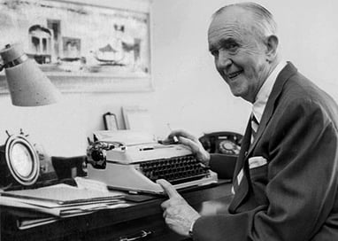 Stan Laurel at desk Nutty Nut News Network