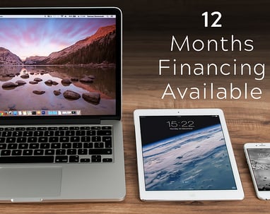 a laptop computer and tablet with the words 12 months of financial financial