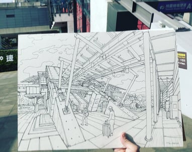 City sketch by Evgeny Bondarenko in Taiwan
