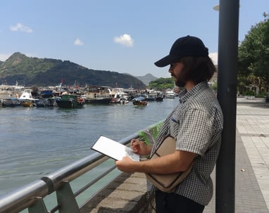 City sketching in Hong Kong artist Evgeny Bondarenko