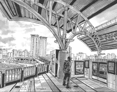 City sketch by artist Evgeny Bondarenko Taiwan