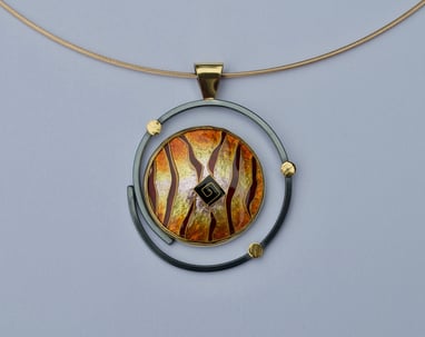 Cloisonné pendant w/22k, 24k, 18k gold