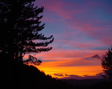 Sunset as seen from our lounge window.