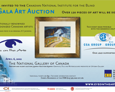 the Canadian Institute for the Blind Annual Auction invitation card for 2002