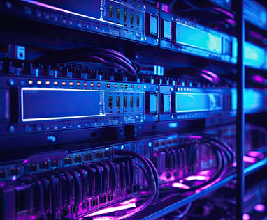 a bunch of wires and wires connected to a server