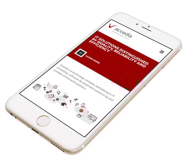 Accedia's website mobile view