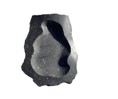 Candelabra in granite. Water, fire, candles, sculpture