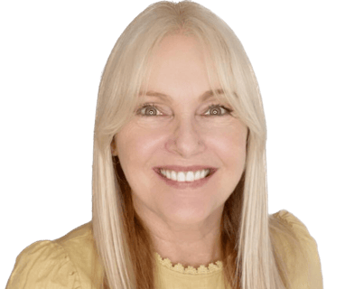 April Rays, woman smiling wearing yellow shirt