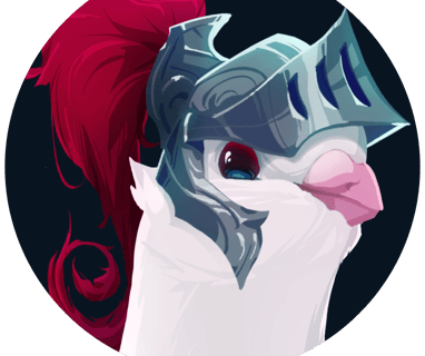 a bird with a helmet on it's head
